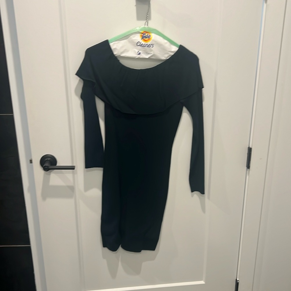 Club Monaco off the shoulder emerald sweater dress